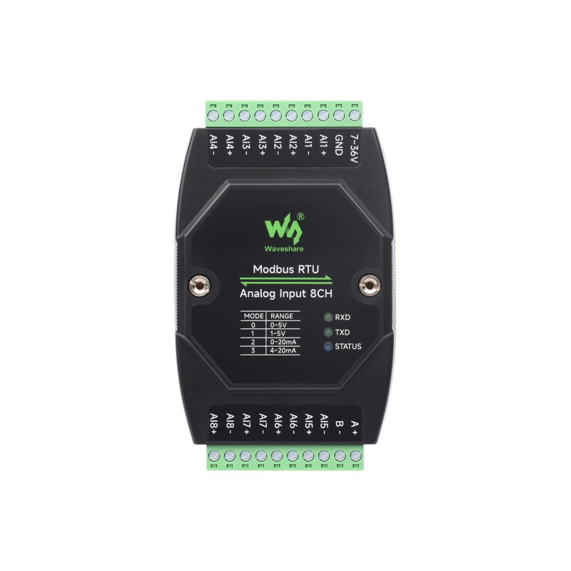 Industrial 8-Ch Analog Acquisition Module, 12-bit High-precision, Supports Voltage And Current Acquisition (Default Current Mode 0-20mA) (ของแท้จาก Waveshare)