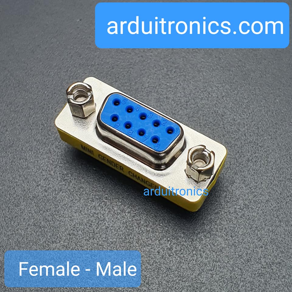RS232 9 Pin Com Port DB9 Adapter Head Female To Male (DB9 เฉพาะหัว ตัวเมีย - ตัวผู้) จำนวน 1 ตัว (ข้างหน้าฝั่งหัวตัวผู้ ข้างหลังฝั่งหัวตัวเมีย)
