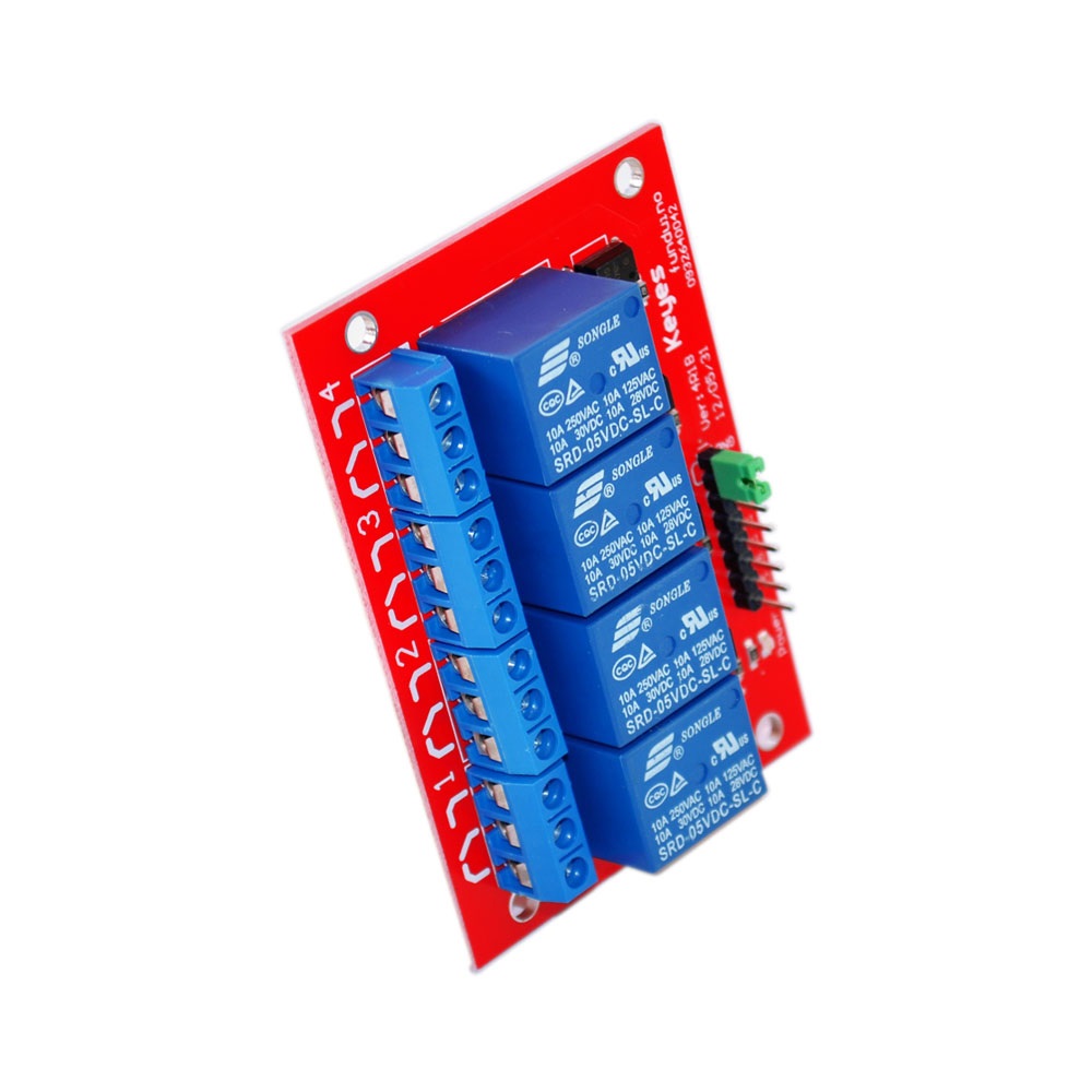 4 Channel Relay (Opto-Isolated) 5V 10A รีเลย์ 4 ช่อง 5V 10A (red PCB) - ยี่ห้อ Keyes