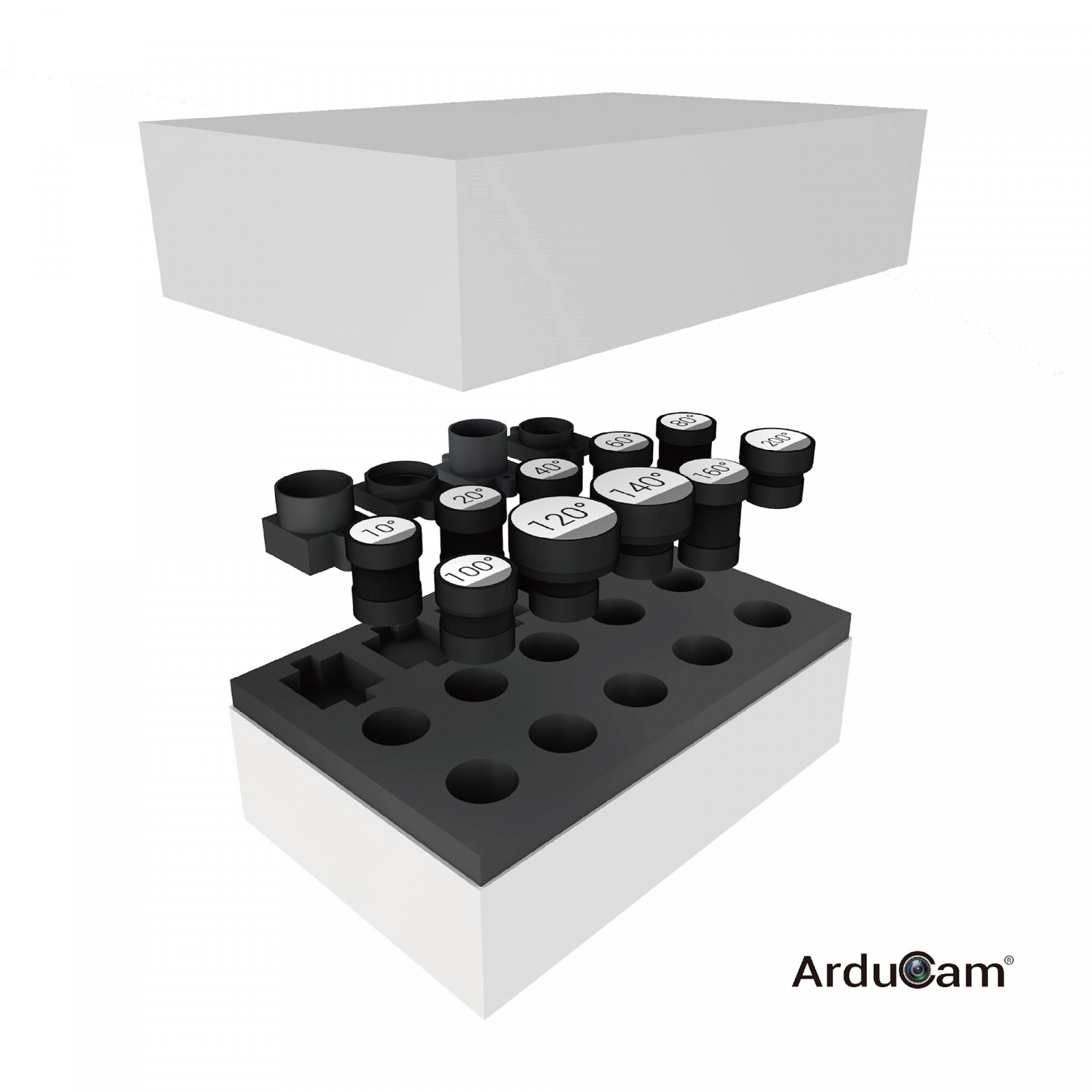 Arducam M12 Lens Set, Arducam Lens for Raspberry Pi Camera (1/4') and Arduino, Telephoto, Macro, Wide Angle, Fisheye Lens Kit (10°- 200°) with M12 Lens Holder and Cleaning Cloth, Optical All-in-One