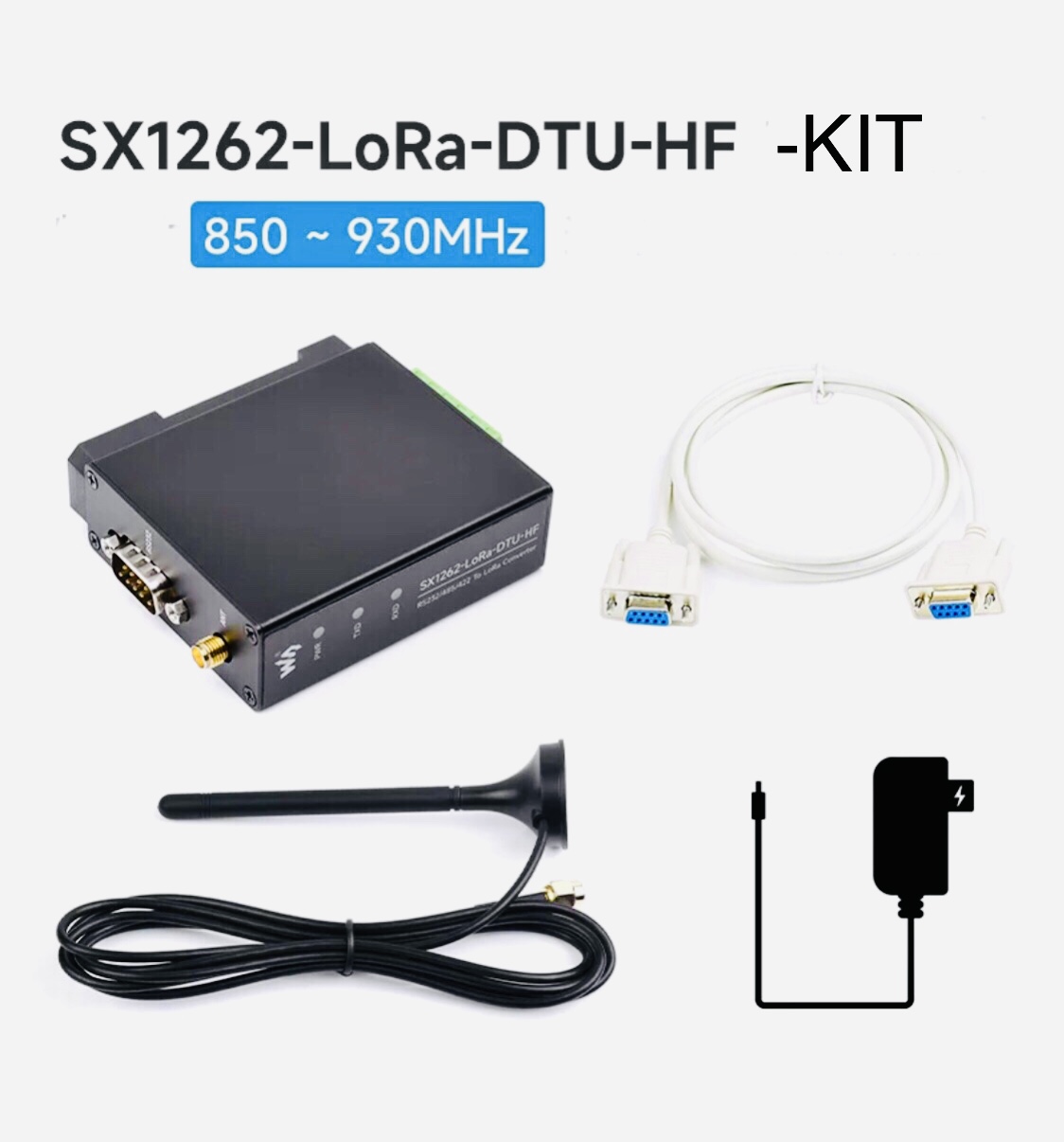 [ชุด Kit] Rail-mount SX1262 LoRa Data Transfer unit, RS232/RS485/RS422 to LoRa - HF version (แท้จาก Waveshare)