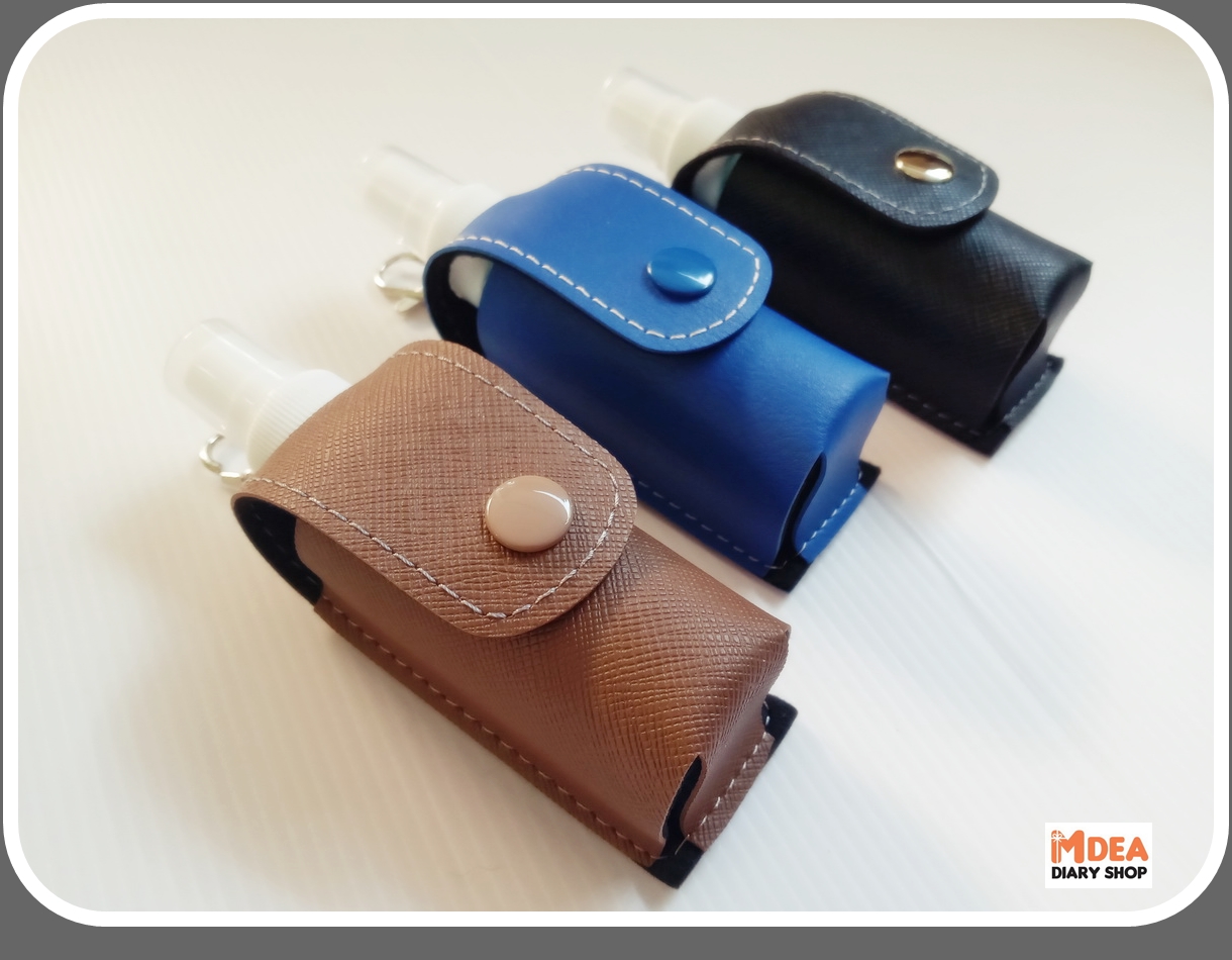 MDEA-RV / Spray Alcohol Holder แบบพกพา+ห่วงคอหมาสำหรับคล้องสีเงิน 360 / แอลกอฮอล์ 75% (พร้อมใช้) *กลิ่นอโรเวลา* Hand Sanitizer Holder