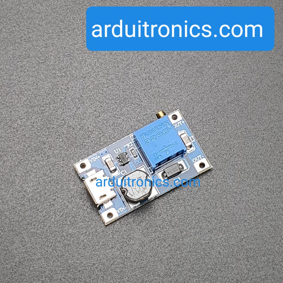 โมดูลแปลงไฟ Step Up 2A (from 2 - 24V to 5 - 28V) with Micro USB Input Interface