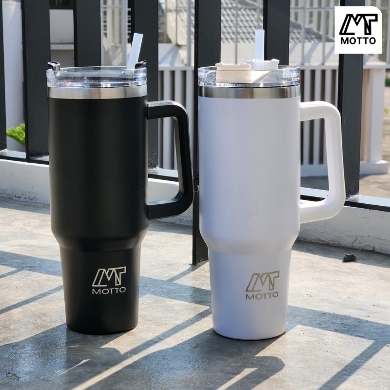 แก้วน้ำเก็บความเย็น ทรงstanley แก้วสแตนเลสเก็บความเย็น - ร้อน 43oz มีหูจับ เก็บความเย็นได้นาน 8-12 ชั่วโมง