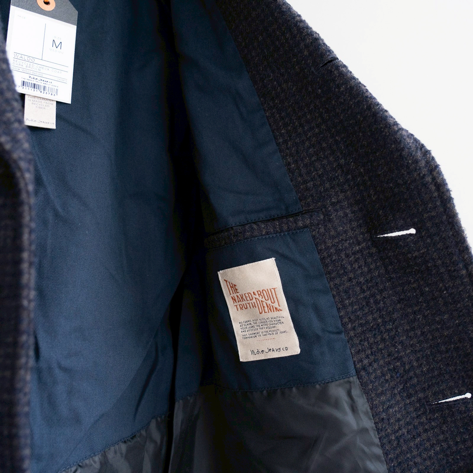 Waldo Recycled Check Coat – Dark Brown