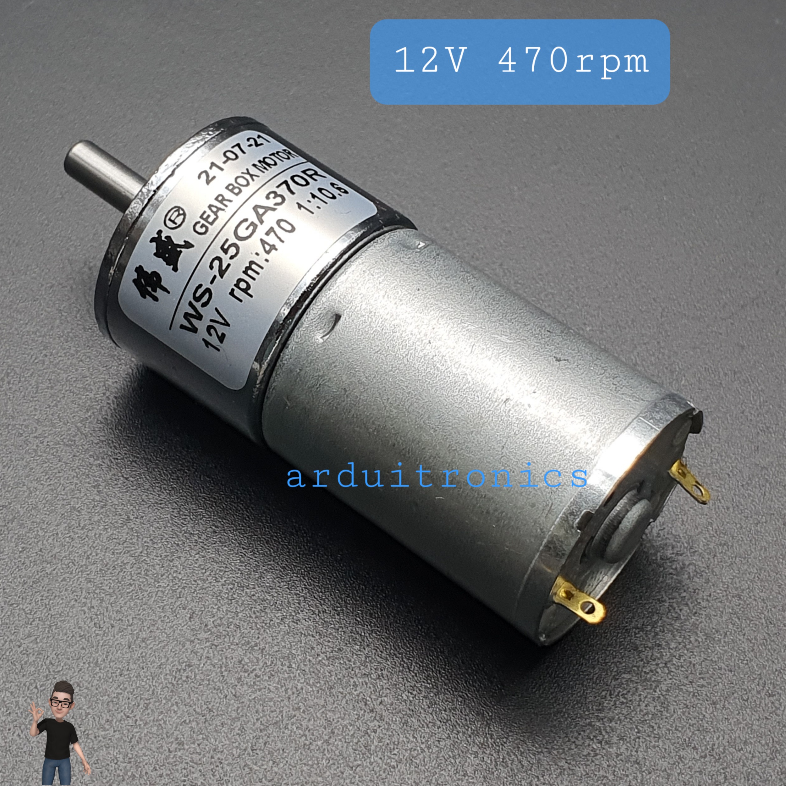 DC Motor Model 25GA370R มอเตอร์เกียร์ แกนกลาง รุ่น25 DC 12V:470RPM 25GA370R-12V-470
