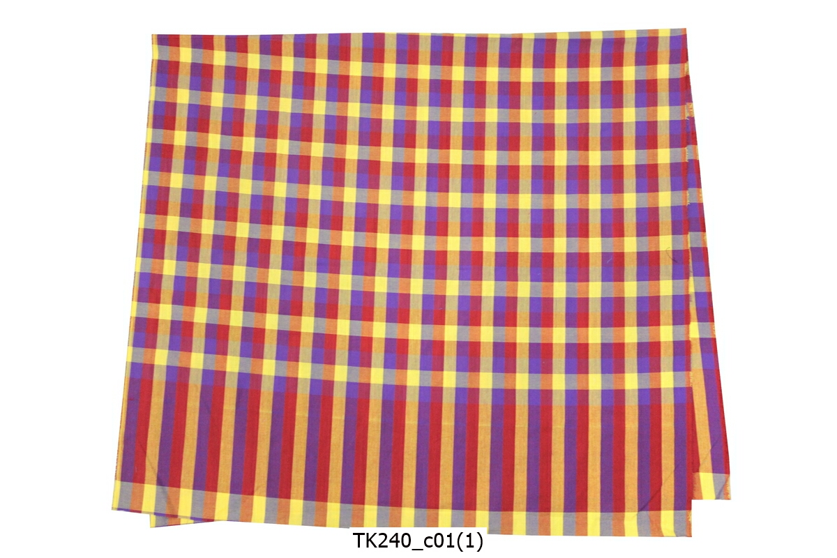 [2ม.] ผ้าขาวม้า TK240 ม่วงเหลือง