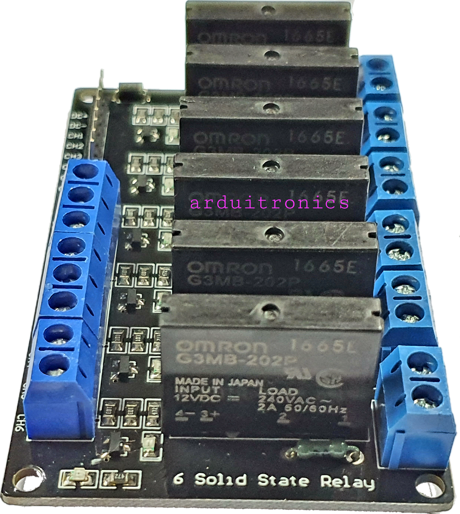6 Channel 12V 2A Solid State Relay (SSR) High Level Trigger