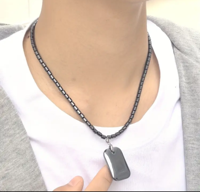 สร้อยคอ จี้หินเฮมาไทต์เทราเฮิร์ต ยาว45cm จี้2x3cm