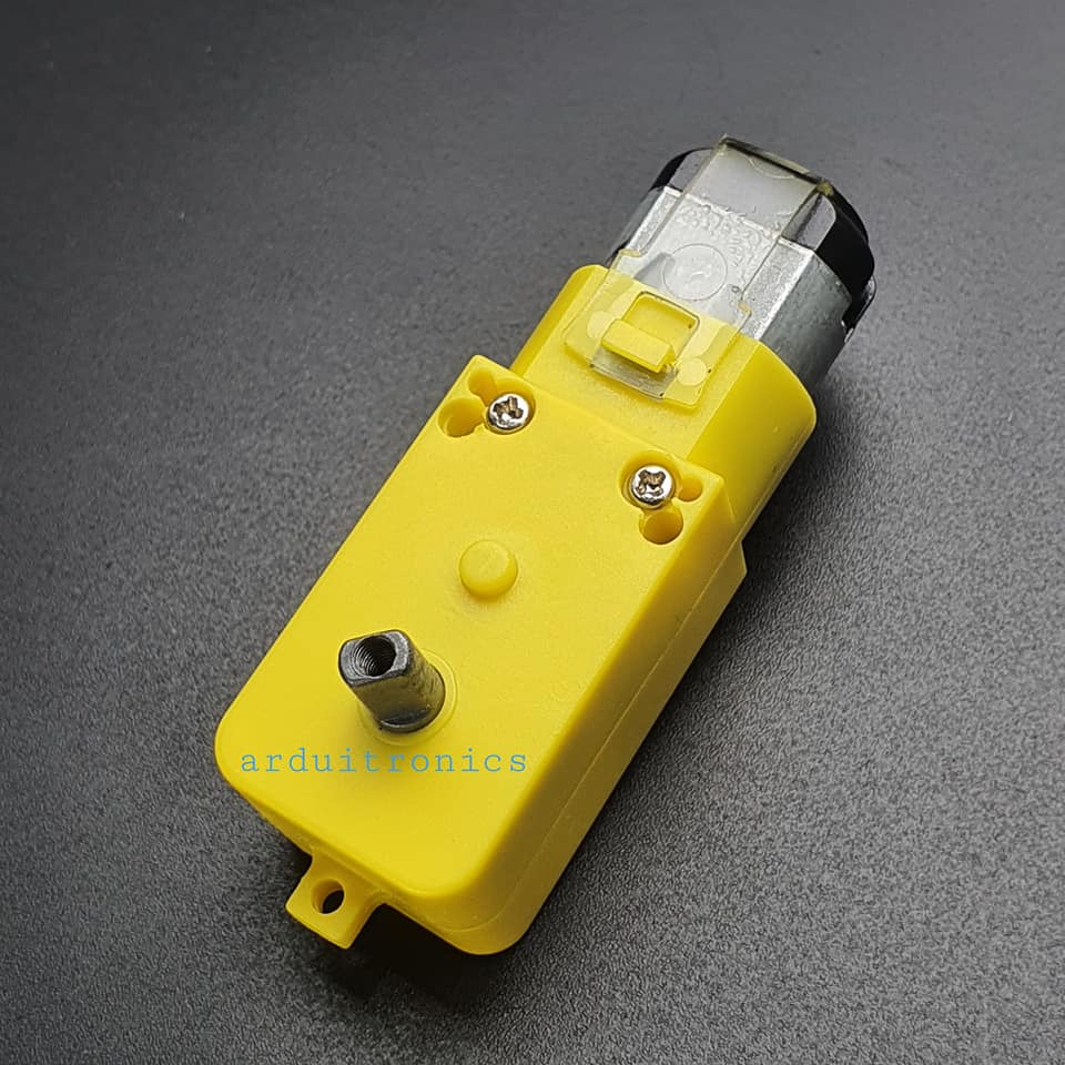 Metal Gear Motor (เฟืองโลหะ 100%) - อัตราทด 1:90 ความเร็วรอบ 96 rpm แกนข้างเดียว กรอบสีเหลือง