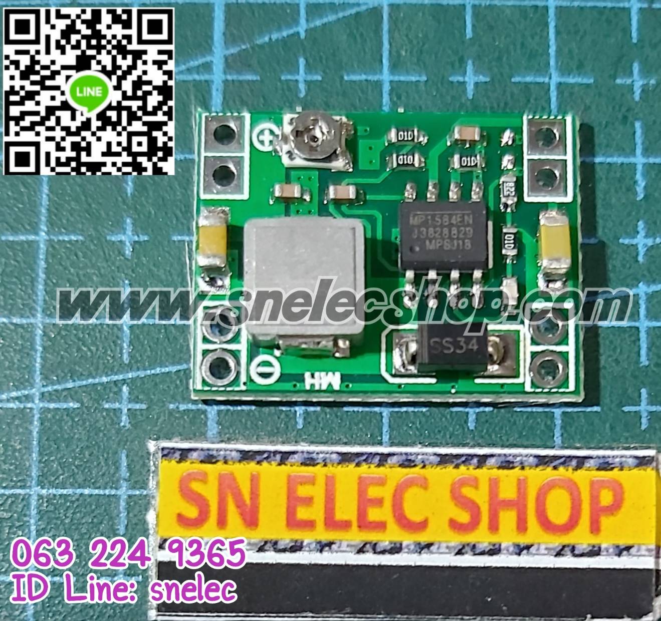 MP1484EN step down โมดูลแปลงไฟแบบปรับค่าได้จาก 4.75-23V เป็น 1-17V กระแส 1.8A สูงสุด 3A
