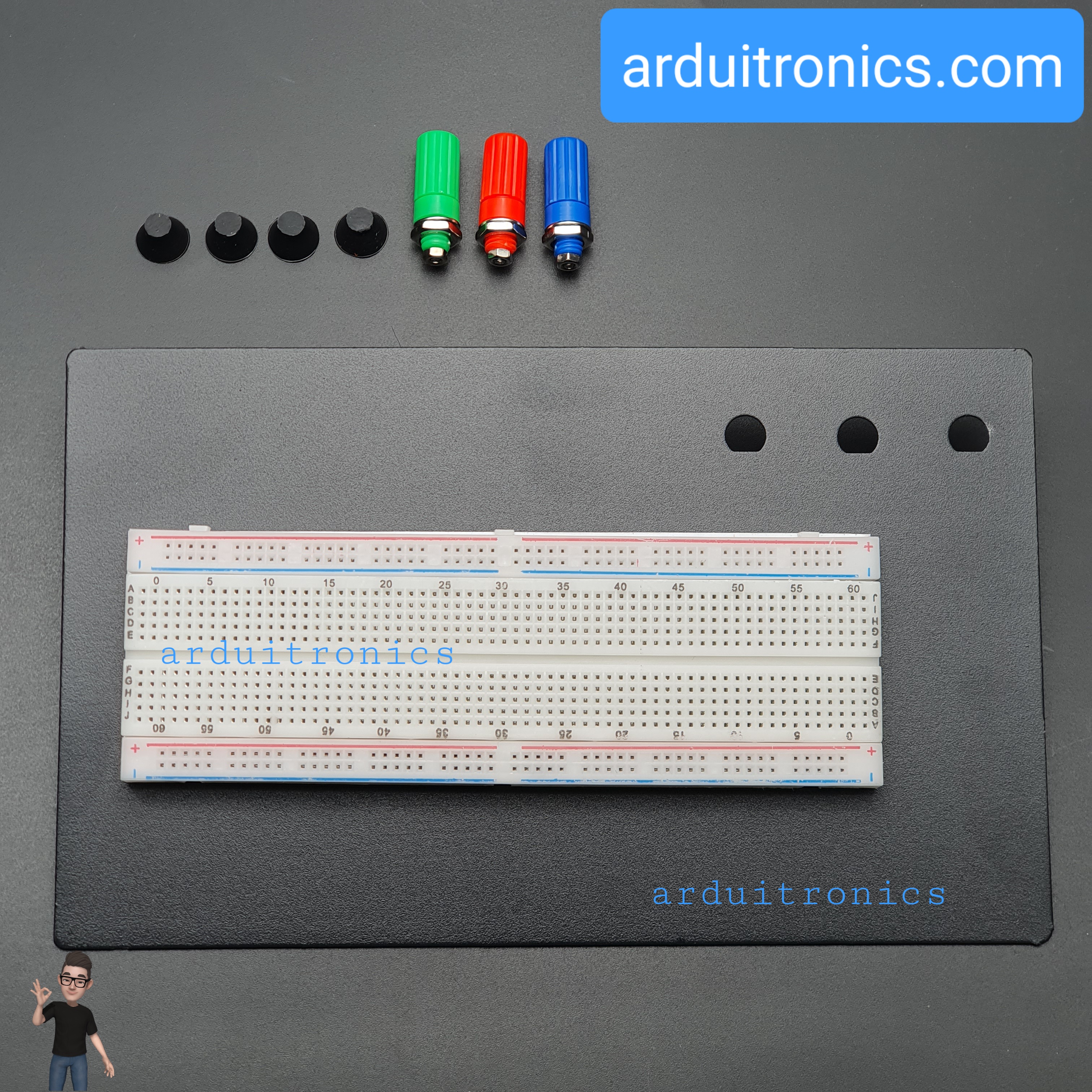 บอร์ดทดลอง พร้อมฐาน Solderless Breadboard 830 Point (ZY-201)