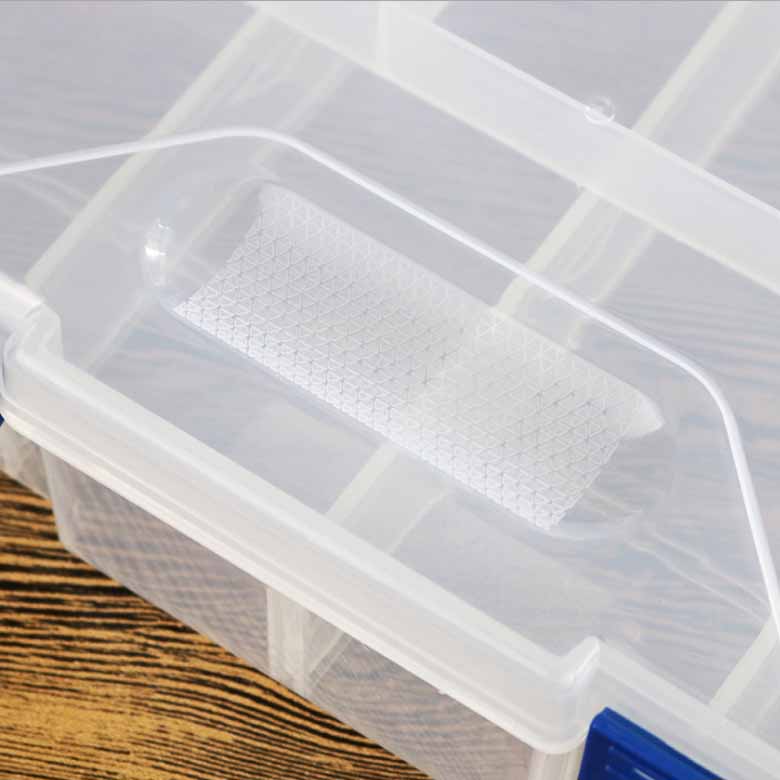กล่องพลาสติกใสอเนกประสงค์ 2 ชั้น กล่องพลาสติกใสเก็บอุปกรณ์ 2 ขั้น 8 ช่อง ขนาด 23x15x6cm