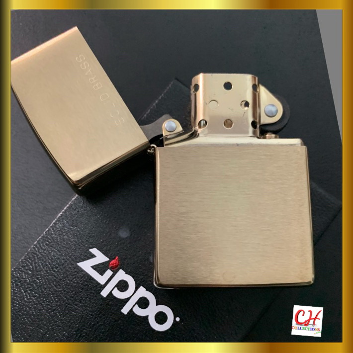 zippo ไฟแช็คซิปโป้ zippo 204Solidbrass ไฟแช็คเนื้อทองเหลือง ก้นเต็มตัวใส้ในชุบสีทอง สำหรับจุดไฟ อุปกรณ์เดินป่าตั้งแคมป์ มาตรฐาน