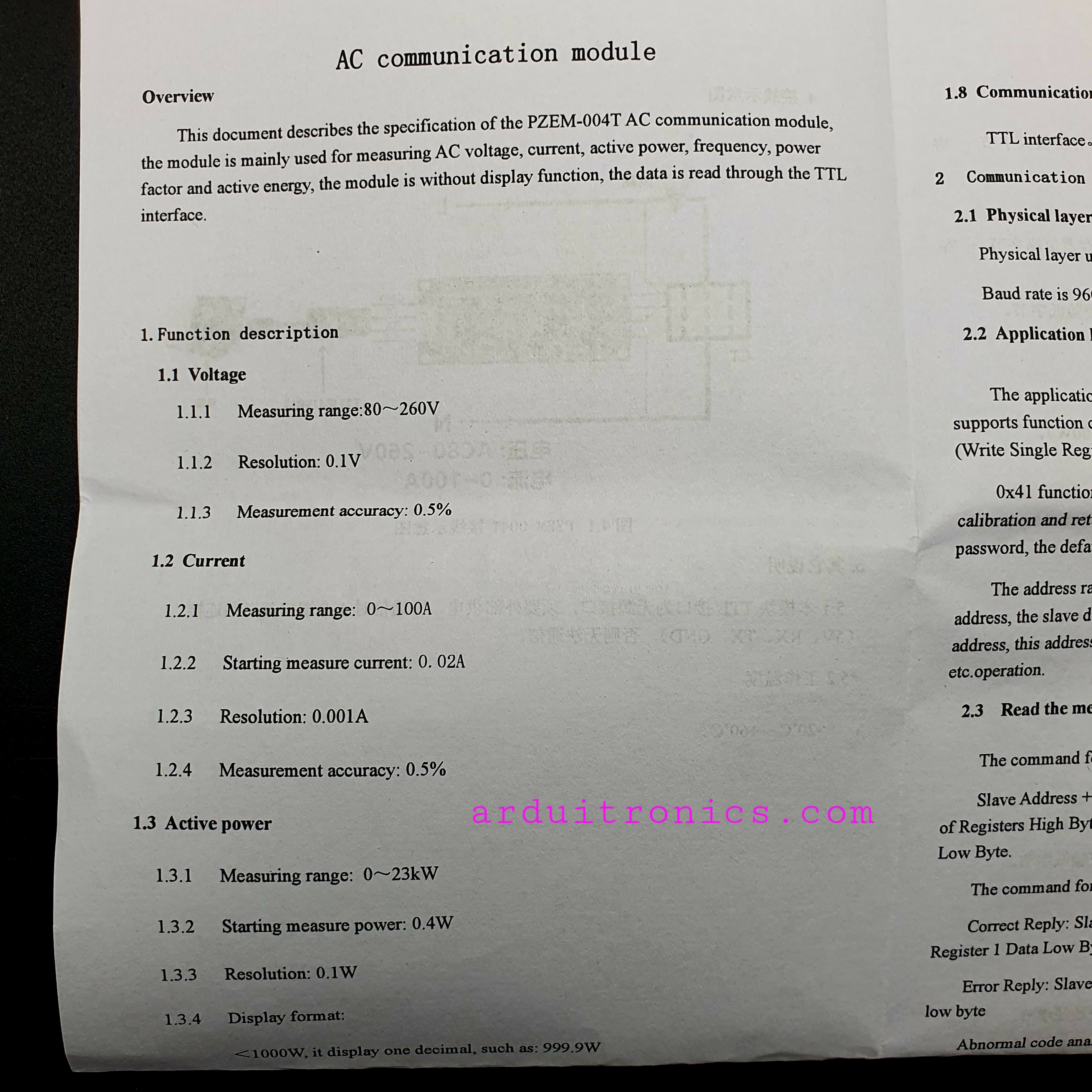 PZEM-004T AC Digital Power Energy Meter Module with Open/Close Current Transformer แบบมีกรอบใสอย่างดี