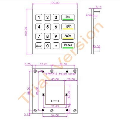[Industrial Grade] Waterproof Metal 4x4 Matrix Keypad (D-8201) พร้อมสาย connector USB Interface