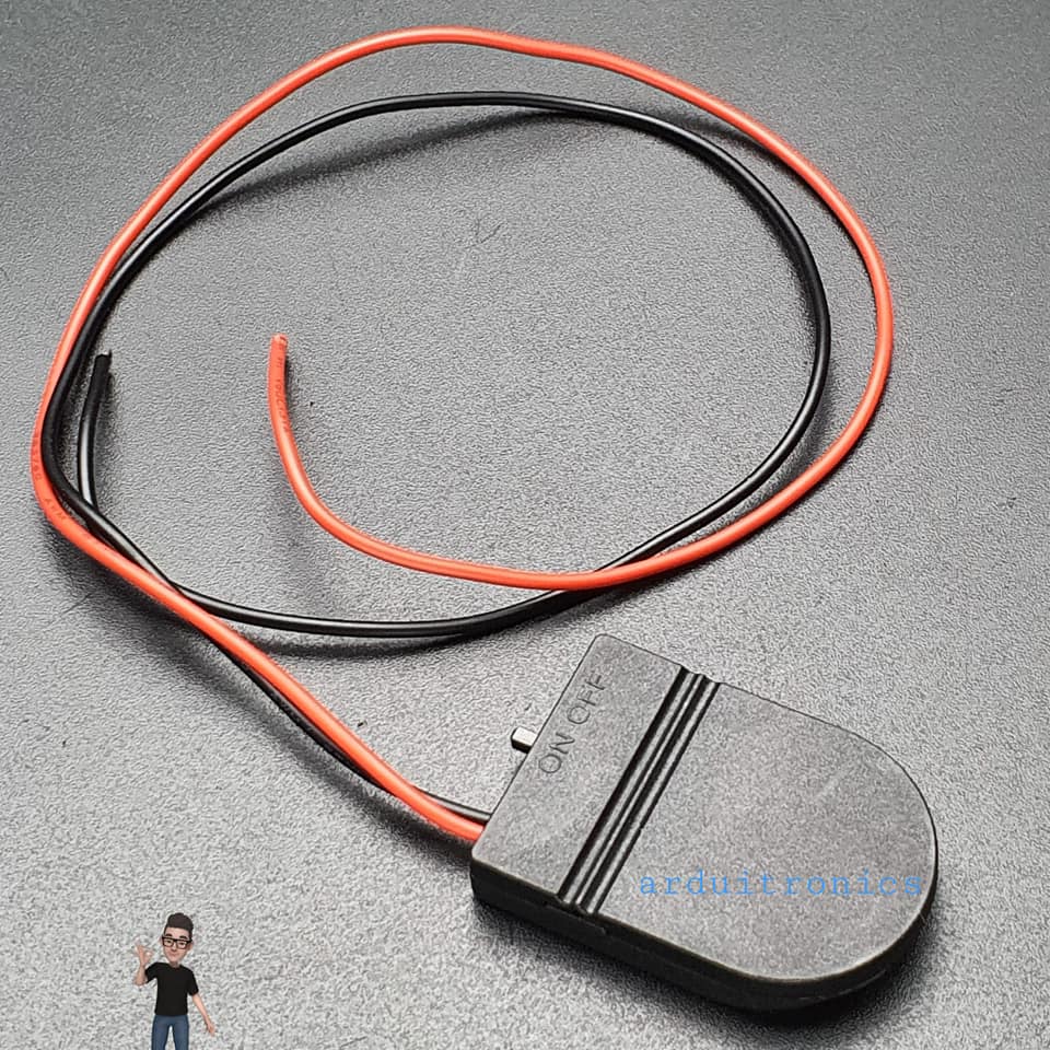 Battery Box รางถ่านกระดุม CR2032 สีดำ ใส่ได้ 1 ก้อน 3V พร้อมสวิตช์