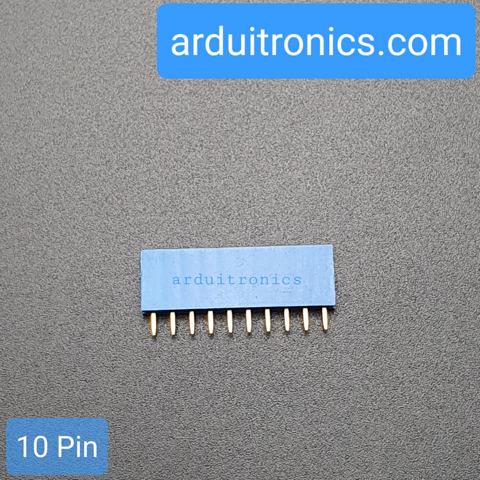 [Blue] 1x10 Pin Single Row Female Header 2.54mm Pitch Straight Pin Square (จำนวน 1 ชิ้น)