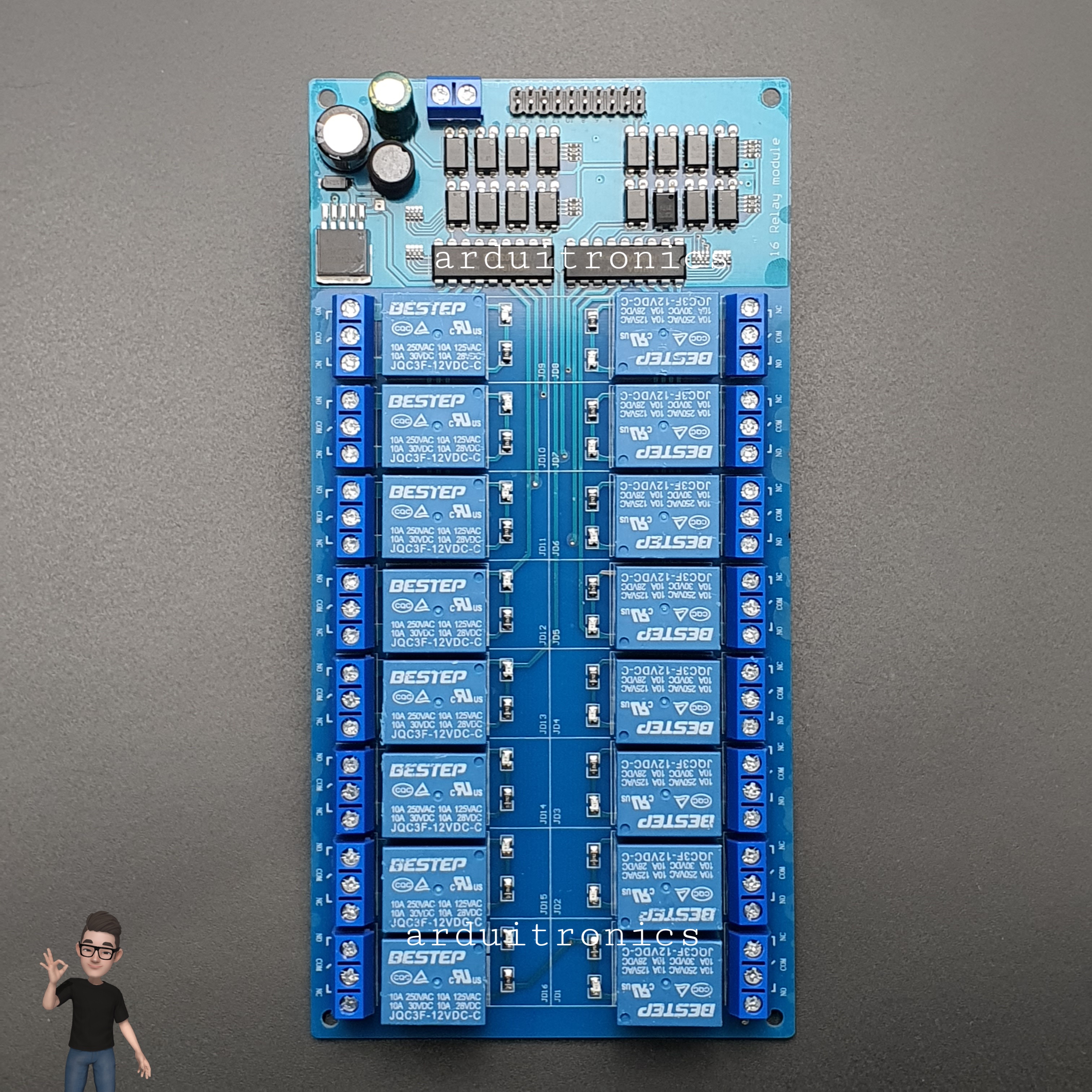 16 Channel Relay รีเลย์ 16 ช่อง (12V) Low Level Trigger - หัวรีเลย์ยี่ห้อ BESTEP