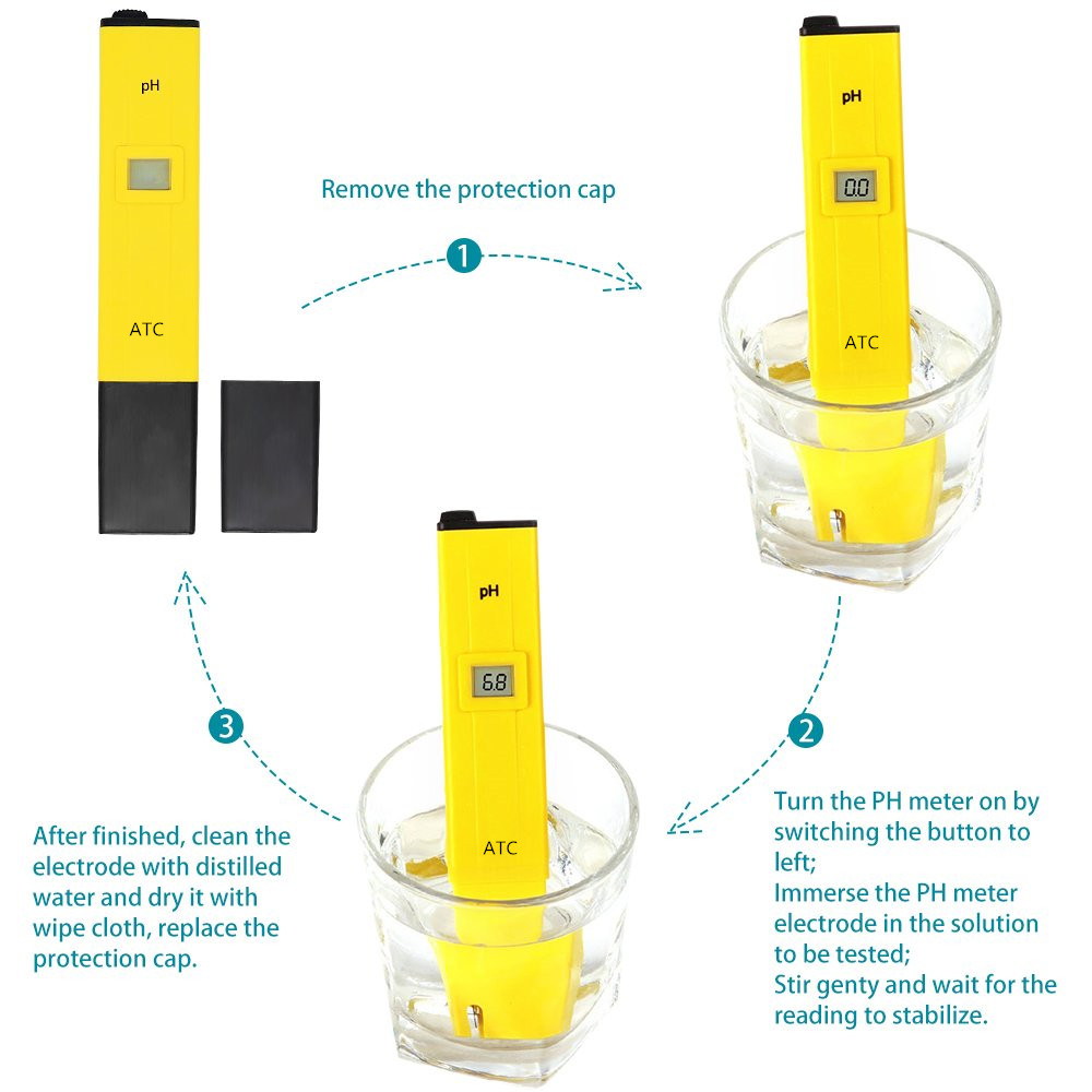 ปากกาวัดค่ากรดด่าง PH Test Pen สีเหลือง ( pH-2011 ) + Free PH Buffer Powder