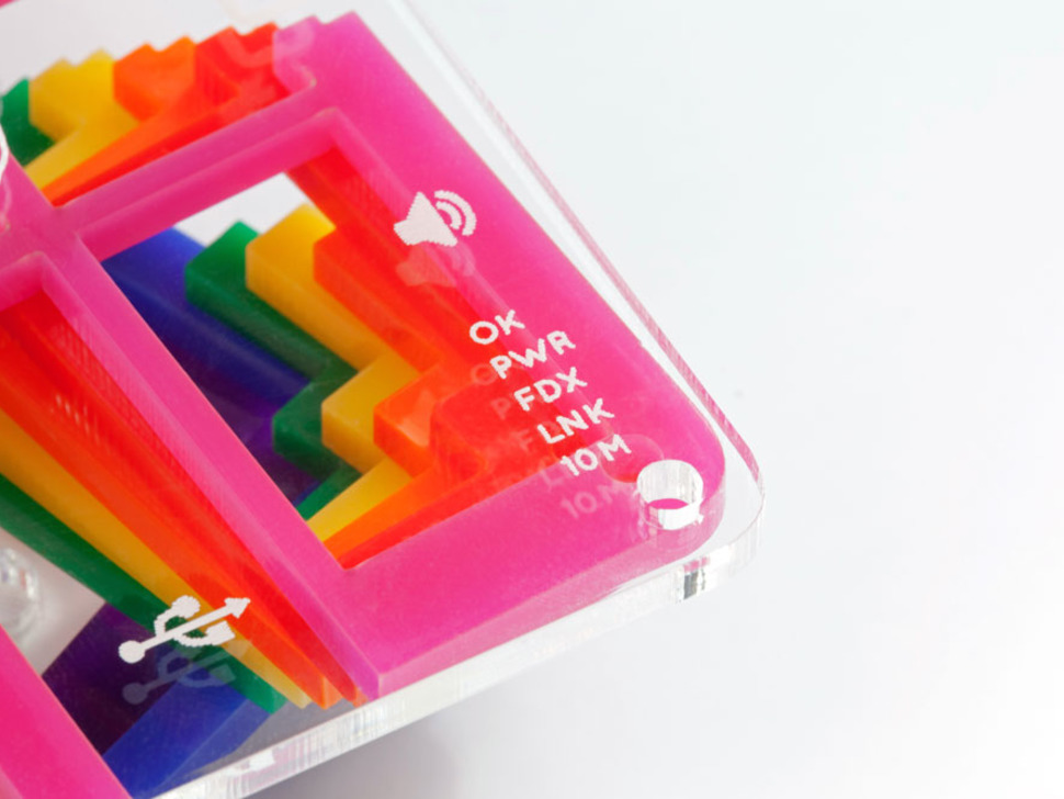 Rainbow Pibow - Enclosure for Raspberry Pi Model B (by Adafruit)