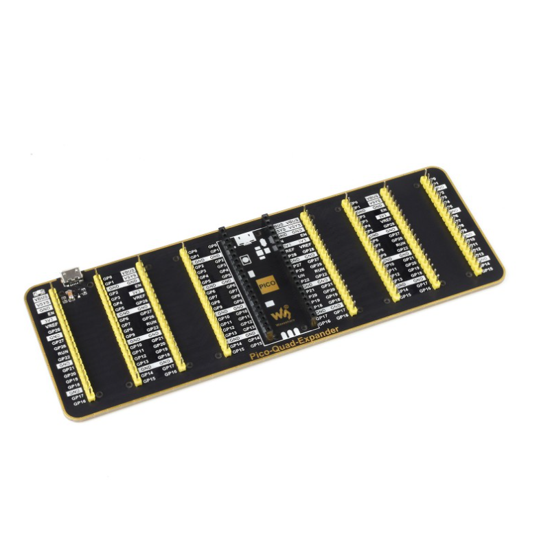 Quad GPIO Expander for Raspberry Pi Pico, Four Sets of Male Headers, USB Power Connector (แท้จาก Waveshare)