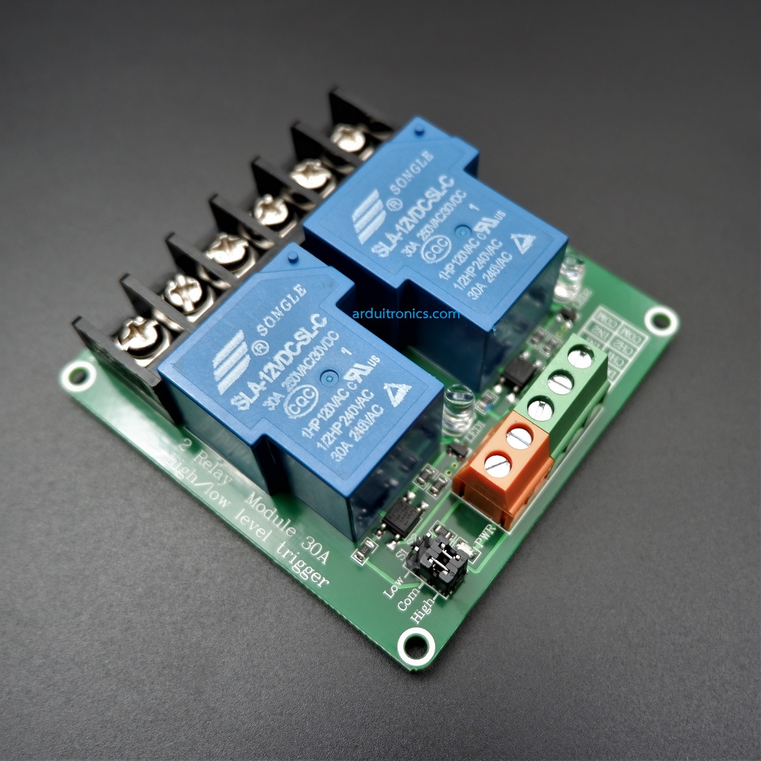 2 Channel 30A 12VDC Power Relay Coil รีเลย์ 12V 30A ทำงานแบบ Active Low/High