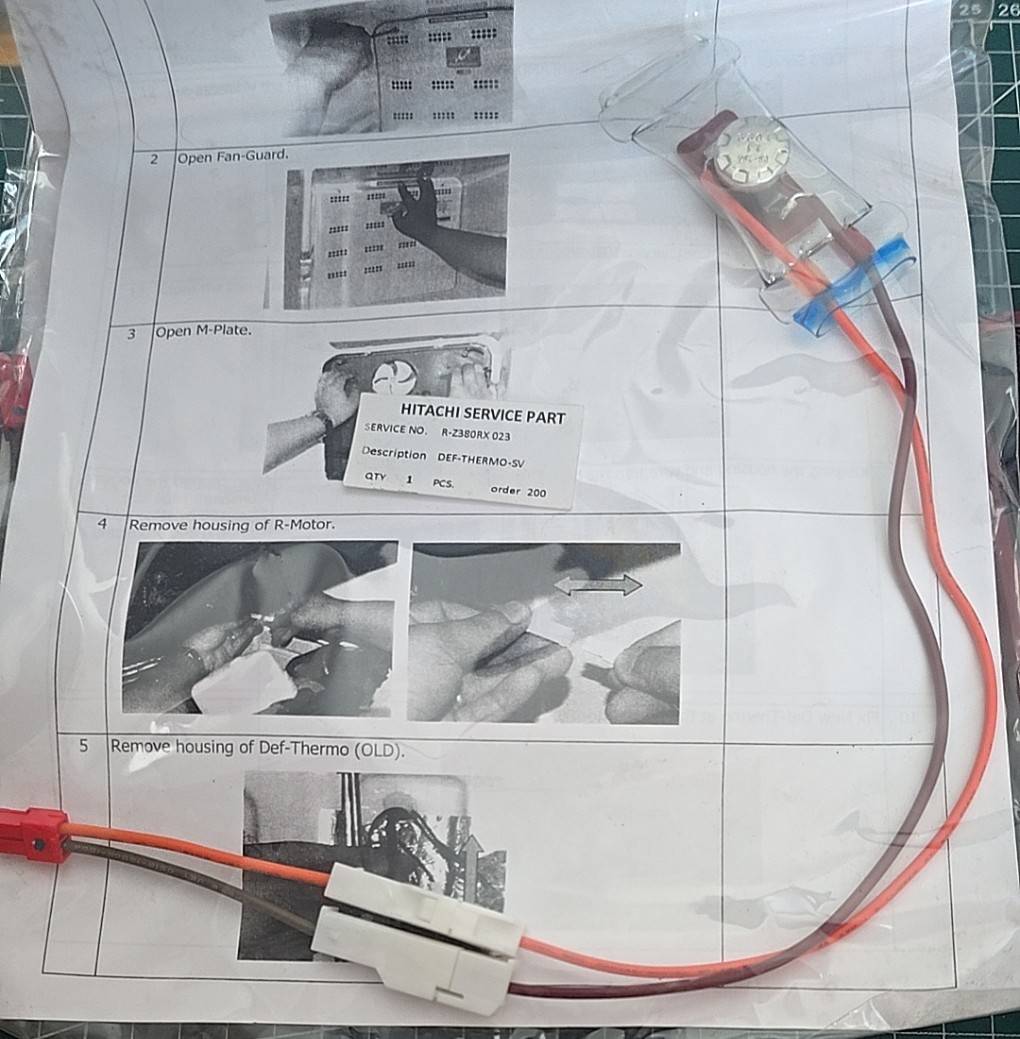 อะไหล่ตู้เย็น HITACHI DEF-THERMO ดีฟอร์สเทอร์โมสตัท/ตัวควบคุมการละลายน้ำแข็ง พาร์ท PTR-Z380RX*023 ใช้กับรุ่น R-Z230SVX ; R-190S ; R-Z190S