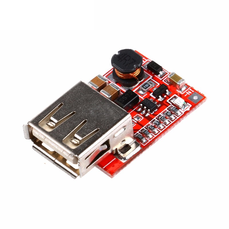 DC-to-DC Step Up Module 5V 1A with USB Output (1-5V to 5.1-5.2V) - Red PCB