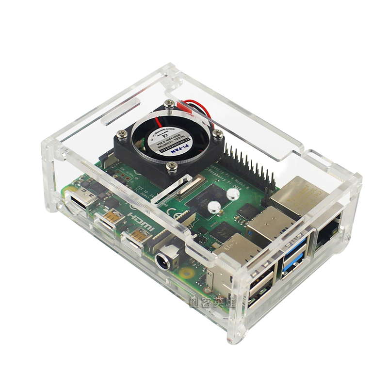 Raspberry Pi 4 Acrylic Transparent Case with Camera Bracket (support Cooling Fan)