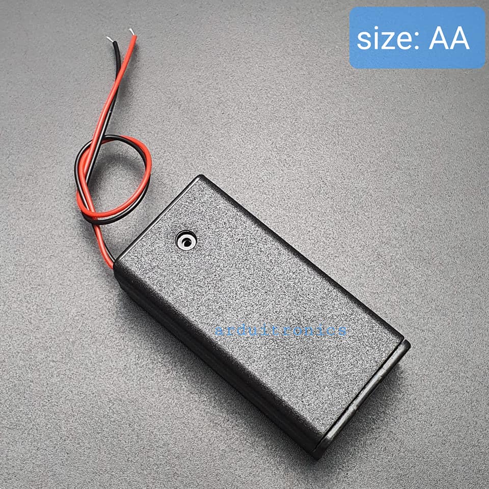 Battery Box รางถ่าน 2 ก้อน AA 3V (ก้อนละ 1.5V) แบบมีฝาปิด และมีสวิทช์เปิดปิด