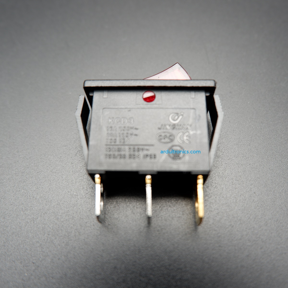 สวิตช์ไฟเปิด/ปิด KCD3-101N 15A 250VAC (3 ขา สีแดง)