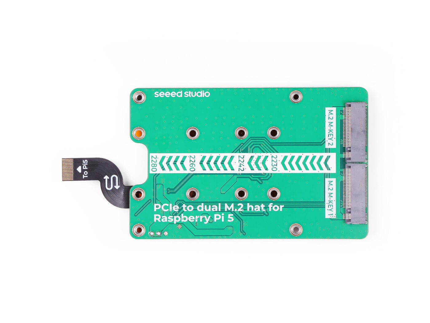 PCIe2.0 to dual M.2 hat for Raspberry Pi 5, Support NVMe SSD, Support Hailo8/8L (แท้จาก SeeedStudio)