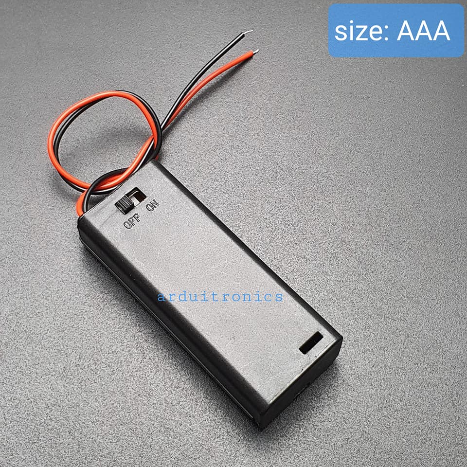 Battery Box รางถ่าน 2 ก้อน AAA 3V (ก้อนละ 1.5V) แบบมีฝาปิด และมีสวิทช์เปิดปิด