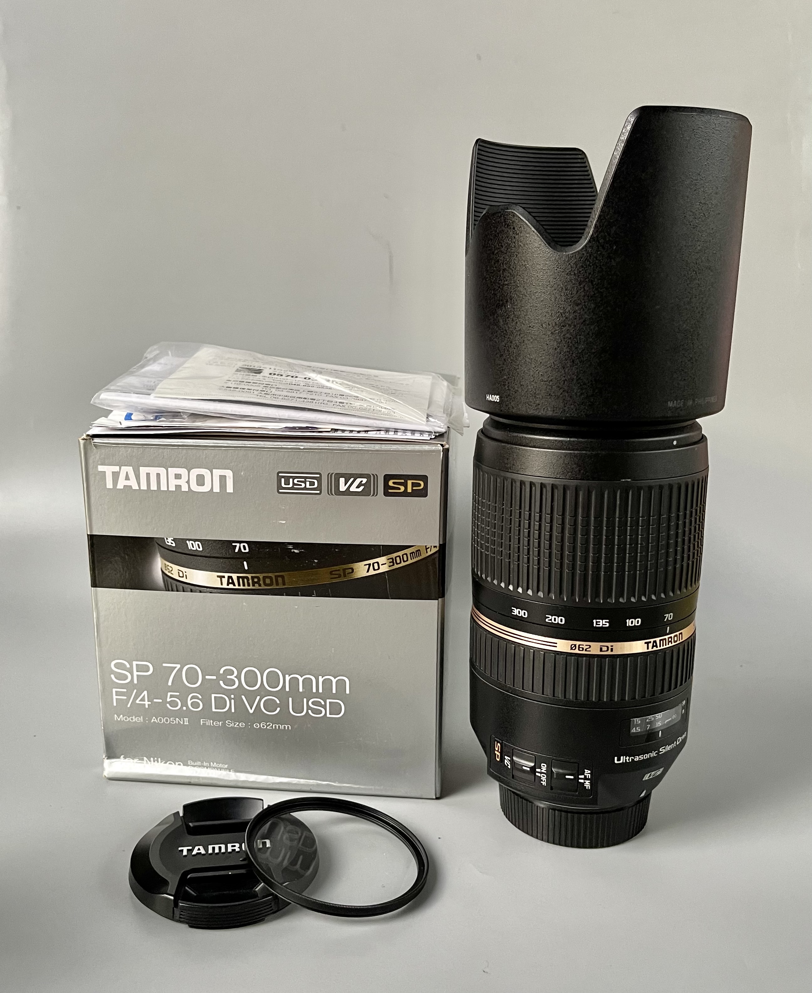 Tamron 70-300mm f4-5.6 Di VC USD for Canon ชิ้นเลนส์ใส ไม่มีฝ่า ไม่มีรา ไม่มีฝุ่นอุปกรณ์ครบกล่อง