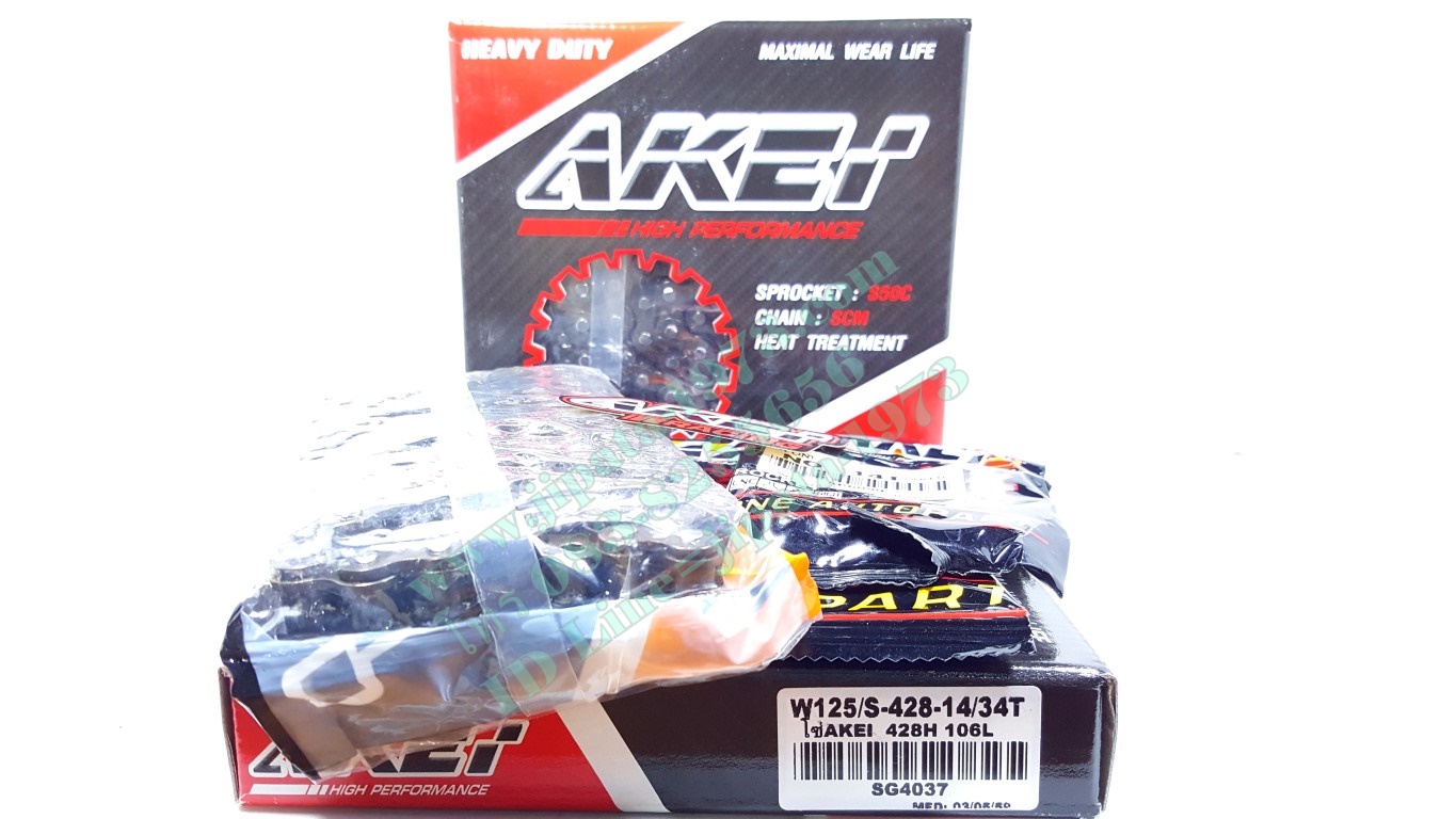 ชุดโซ่ข้อหนาและสเตอร์ Wave 125,Wave 110 i ยี่ห้อ Akei 34 ฟัน