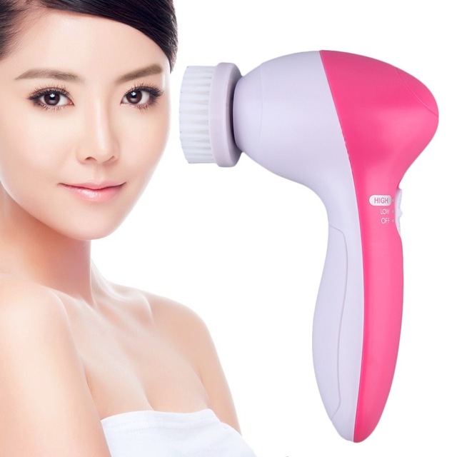 เครื่องล้างหน้า 5in1 beauty care massager สีชมพู-ขาว