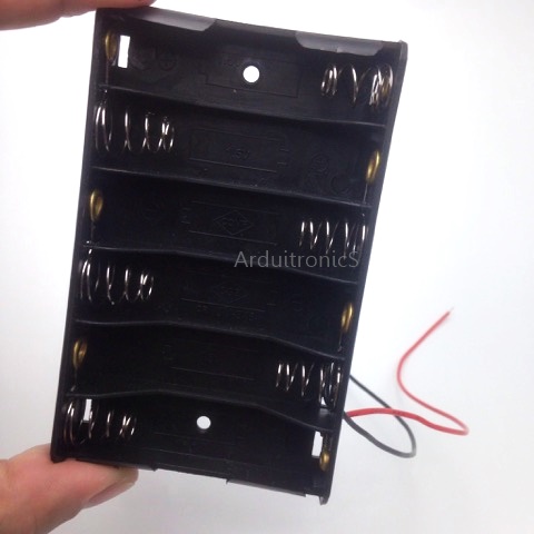 Battery Box รางถ่าน 6 ก้อน AA 9V สำหรับ Arduino ไม่มีฝา