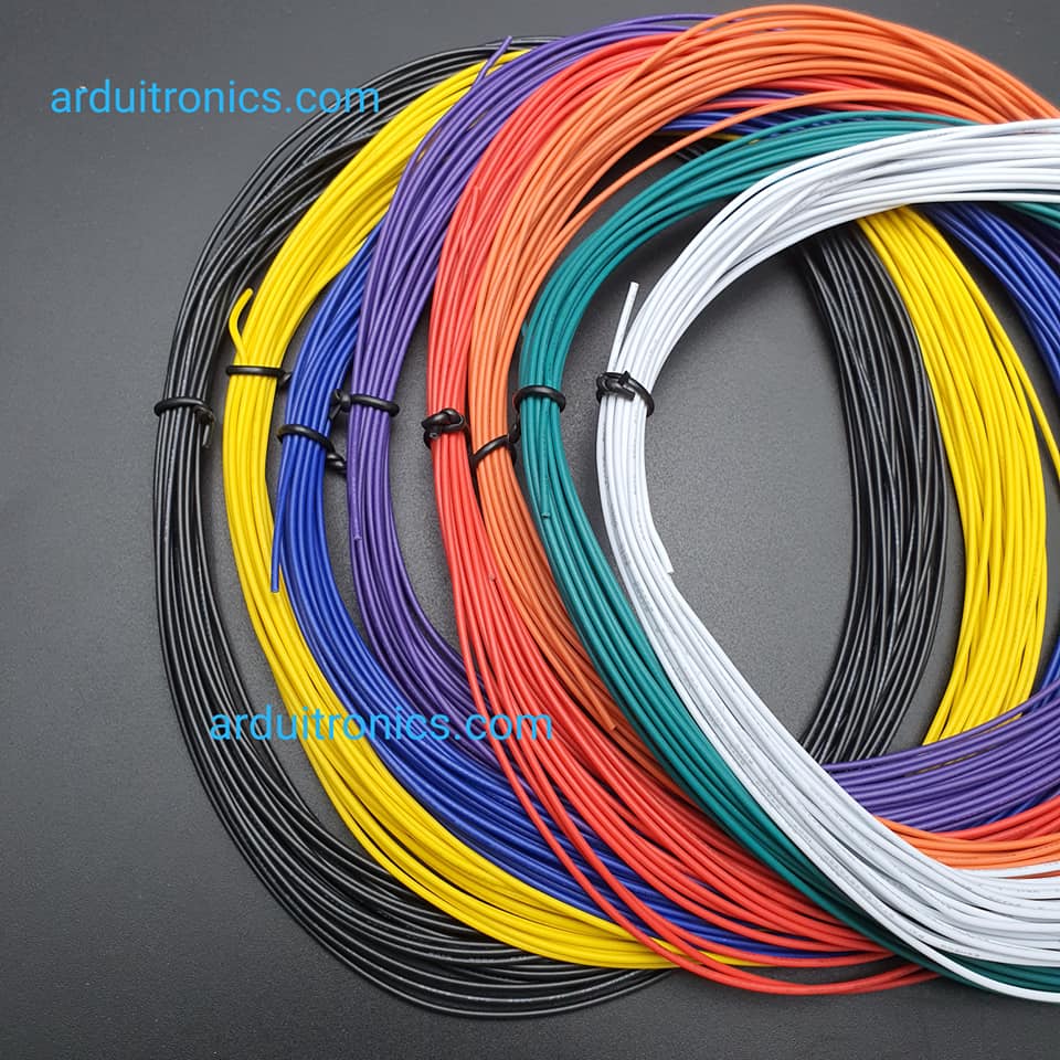 [ชุด 8 สี] สายไฟอ่อนใส้เต็ม 24AWG UL1007 ยาว 10 เมตร (แดง ดำ เหลือง น้ำเงิน เขียว ขาว ส้ม ม่วง)