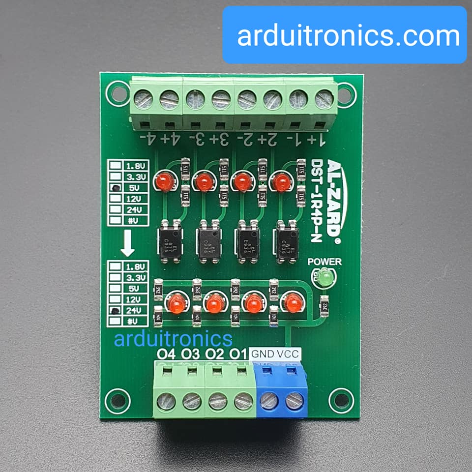 5V to 24V 4 Channel 5V - 24V Optocoupler Isolation Module PLC Signal Level Voltage Conversion Board