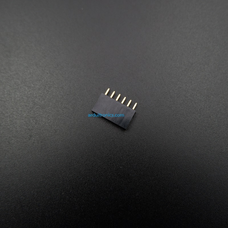[Black] 1X6 Pin Single Row Female Header 2.54mm Pitch Straight Pin Square (จำนวน 1 ชิ้น)