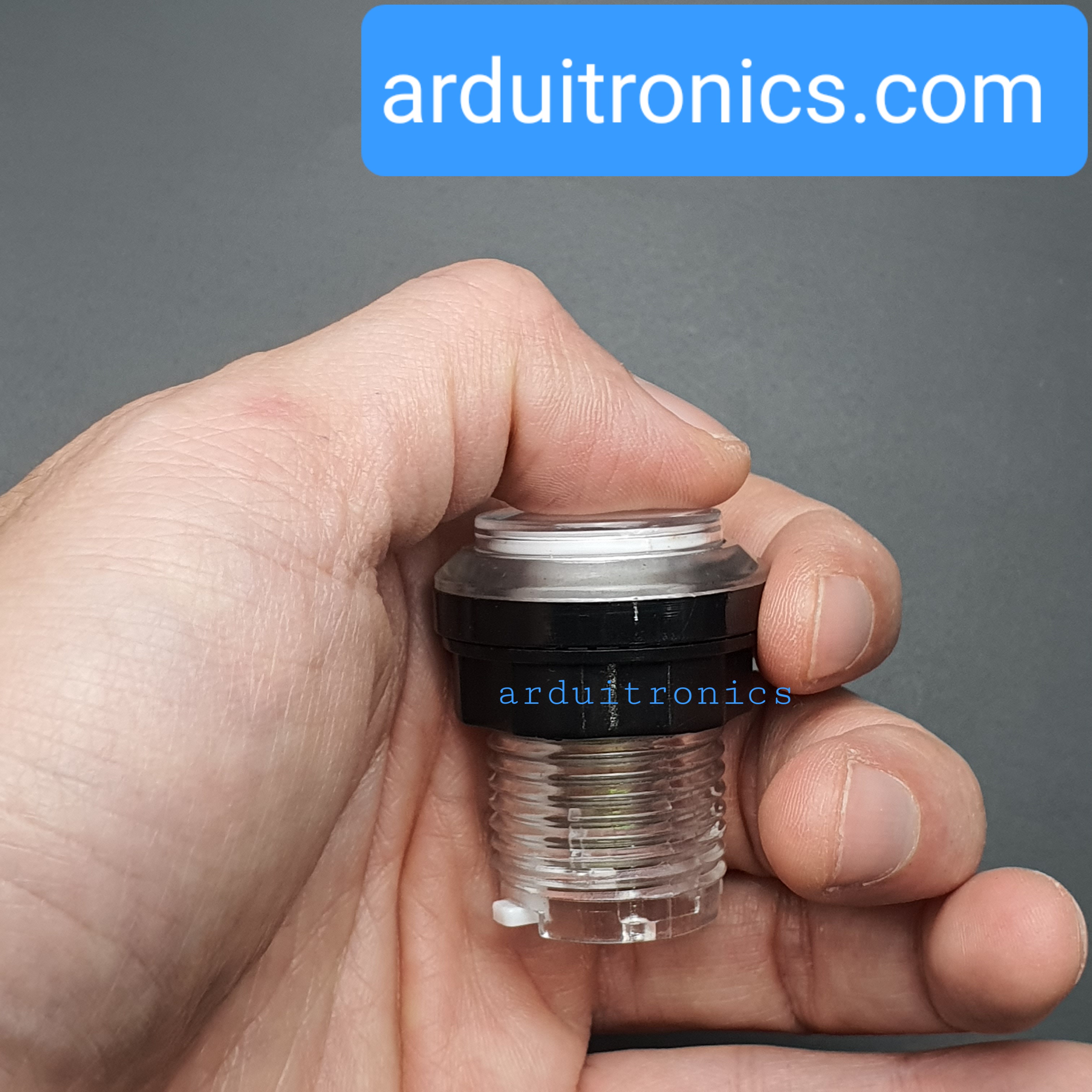 ปุ่มกดตู้เกม สวิตช์กดติดปล่อยดับขนาด 33mm พร้อมไฟ LED สีขาว