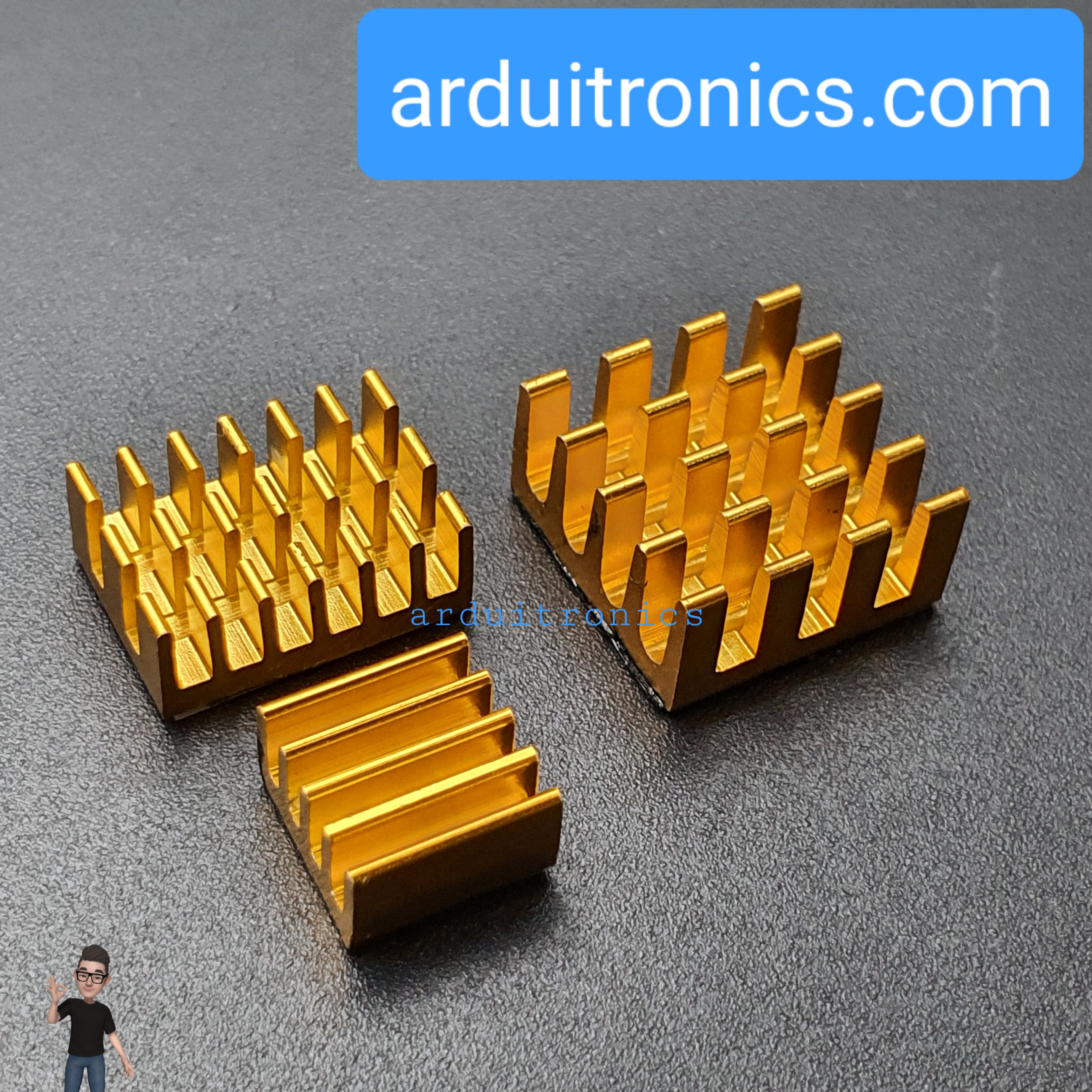 Raspberry Pi 4 Heat Sink Set for Raspberry Pi แผ่นระบายความร้อน 3ชิ้น สีทอง