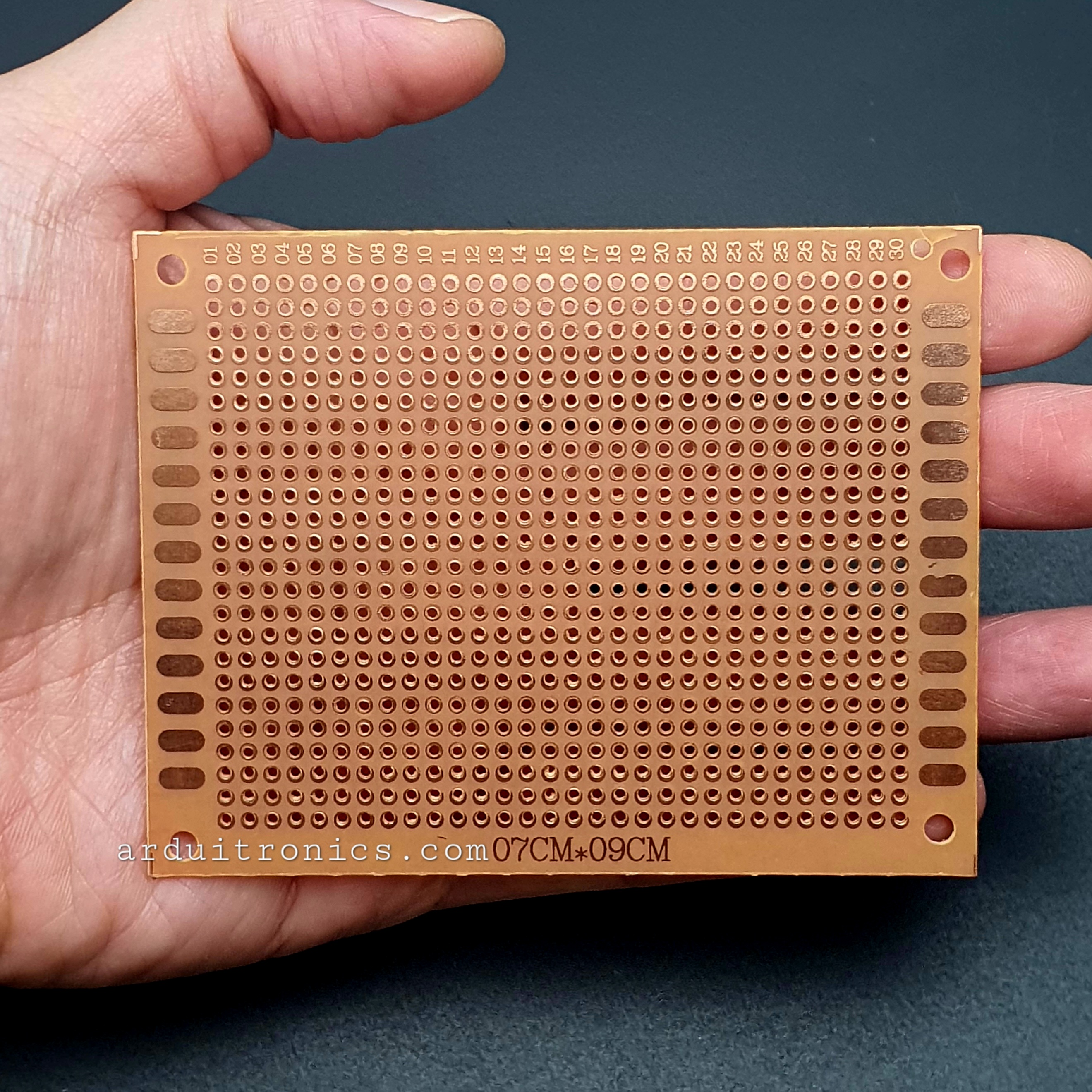 แผ่น PCB ไข่ปลา 1 หน้า ขนาด 7x9cm (สีน้ำตาล) แผ่นปริ๊นอเนกประสงค์ PCB 1 หน้า ไข่ปลา Prototype PCB Board 7x9cm