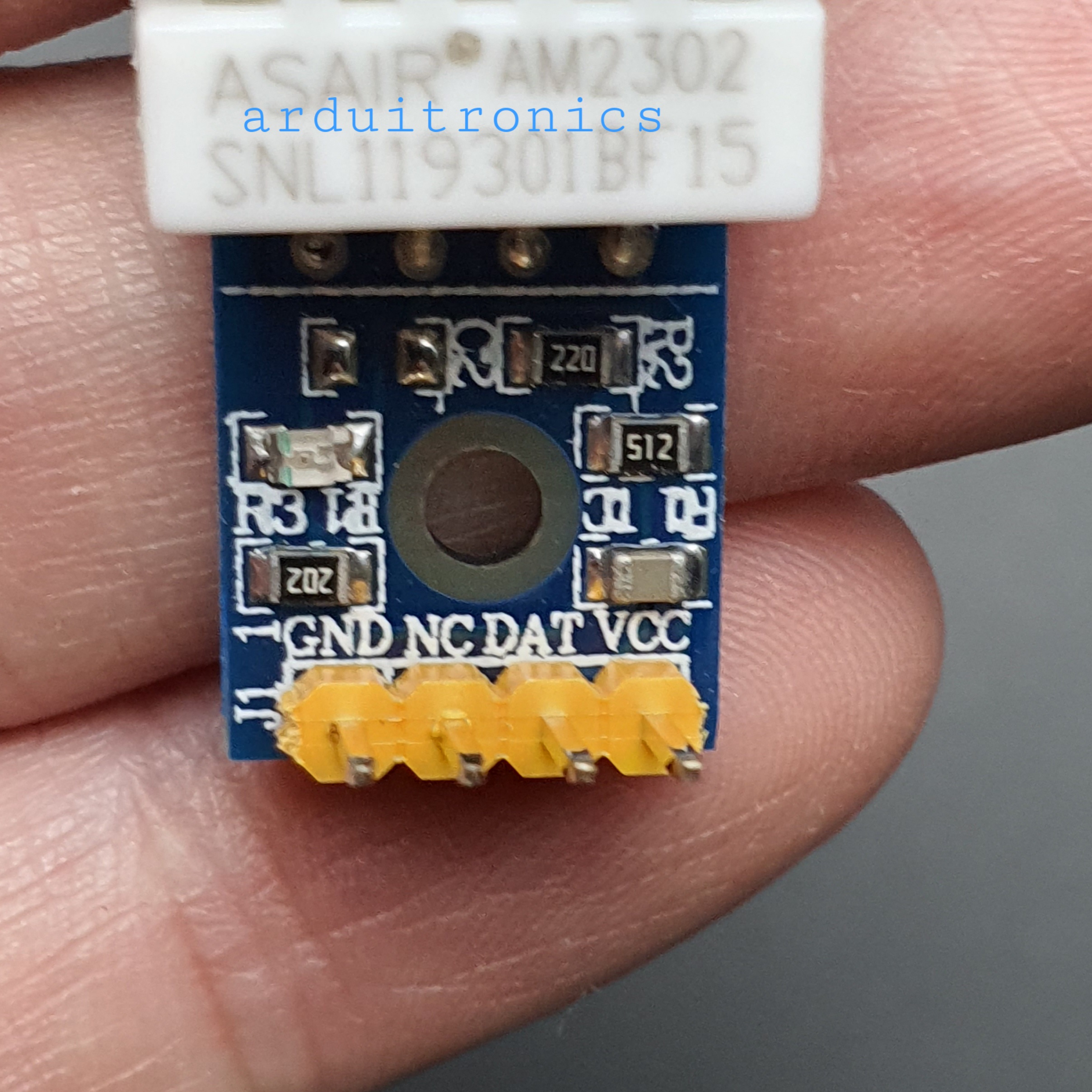 DHT22 AM2302 เซนเซอร์วัดอุณหภูมิและความชื้น DHT22 Module สำหรับ Arduino ( บนกรอบเซนเซอร์มีพิมพ์ ยี่ห้อ ASAIR AM2302) PCB สีน้ำเงิน