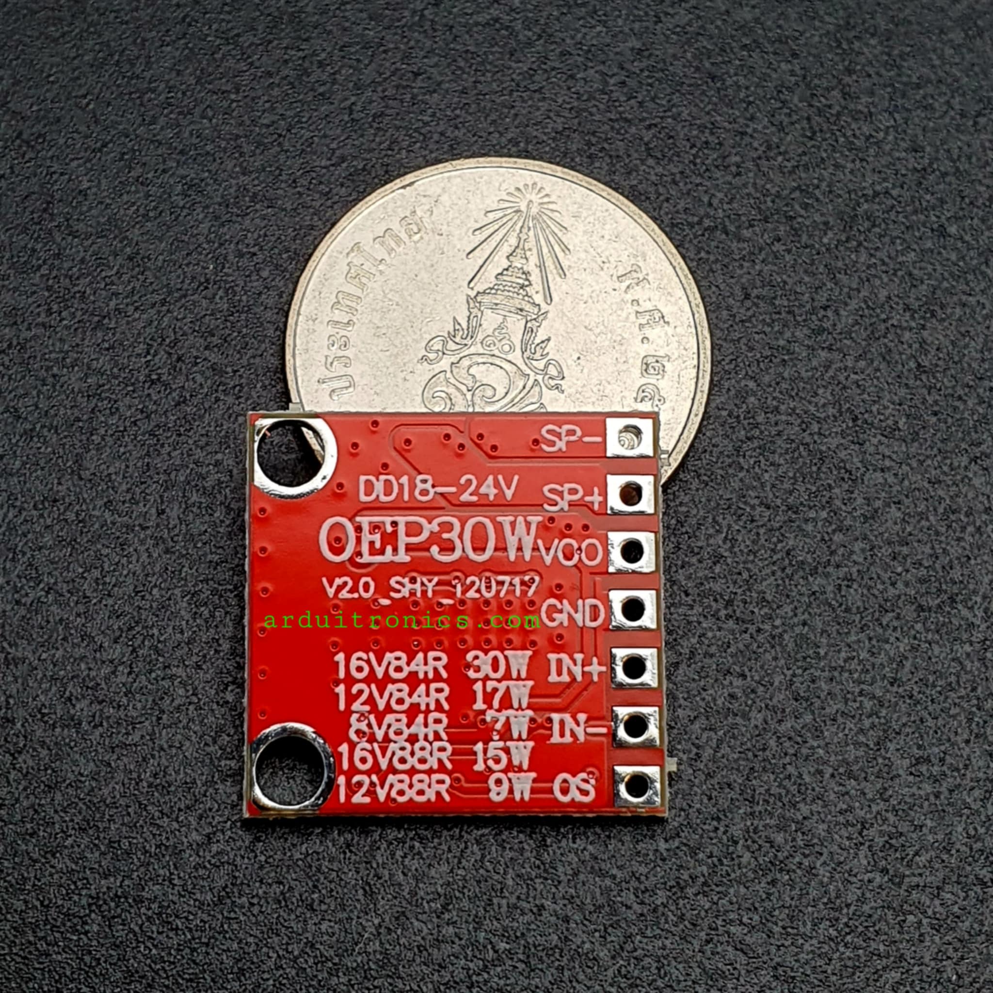 โมดูลขยายเสียง 35W OEP30W Mono Digital Power Amplifier Class D 8-24V