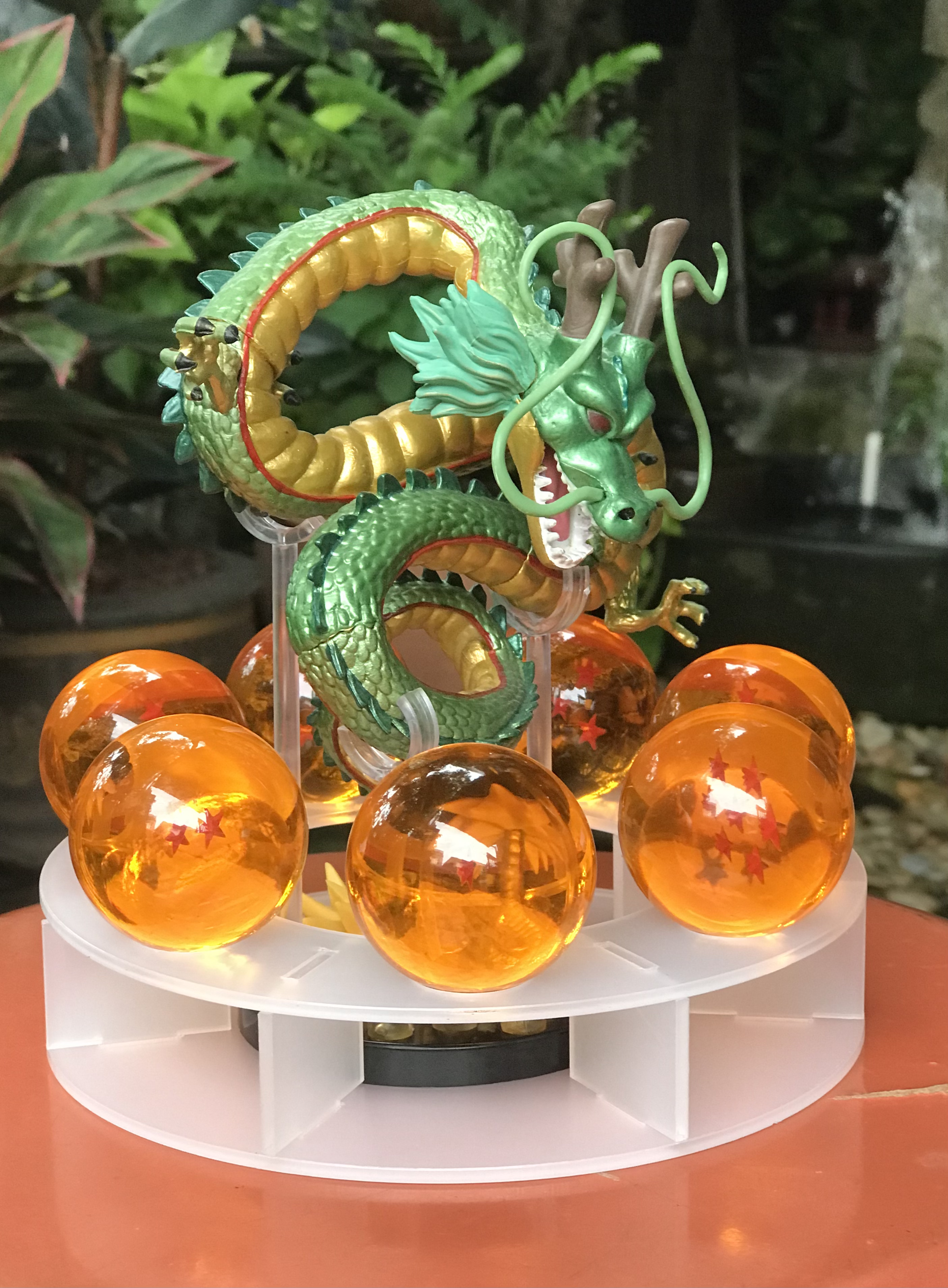 โมเดลเทพเจ้ามังกรสีเขียว Dragonball พร้อมลูกแก้วดราก้อนบอล 7 ลูก Crystal Ball ขนาด 4.3 cm. และแท่นวาง