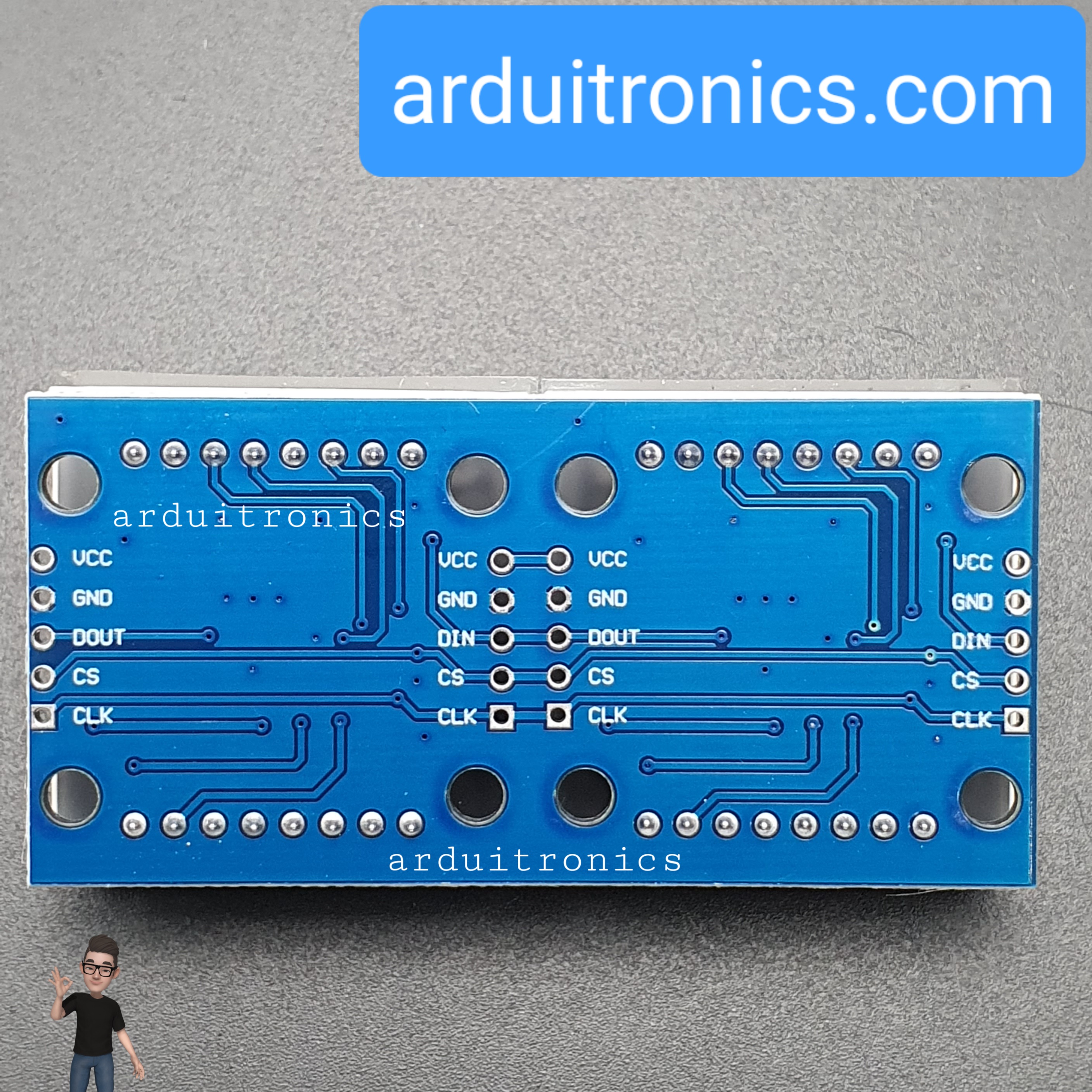 [สีแดง] LED Matrix Driver MAX7219 IC Driver Module + LED Dot Matrix 8x8 ขนาด 32mm x 32mm 2 ชุด (1 x 2)