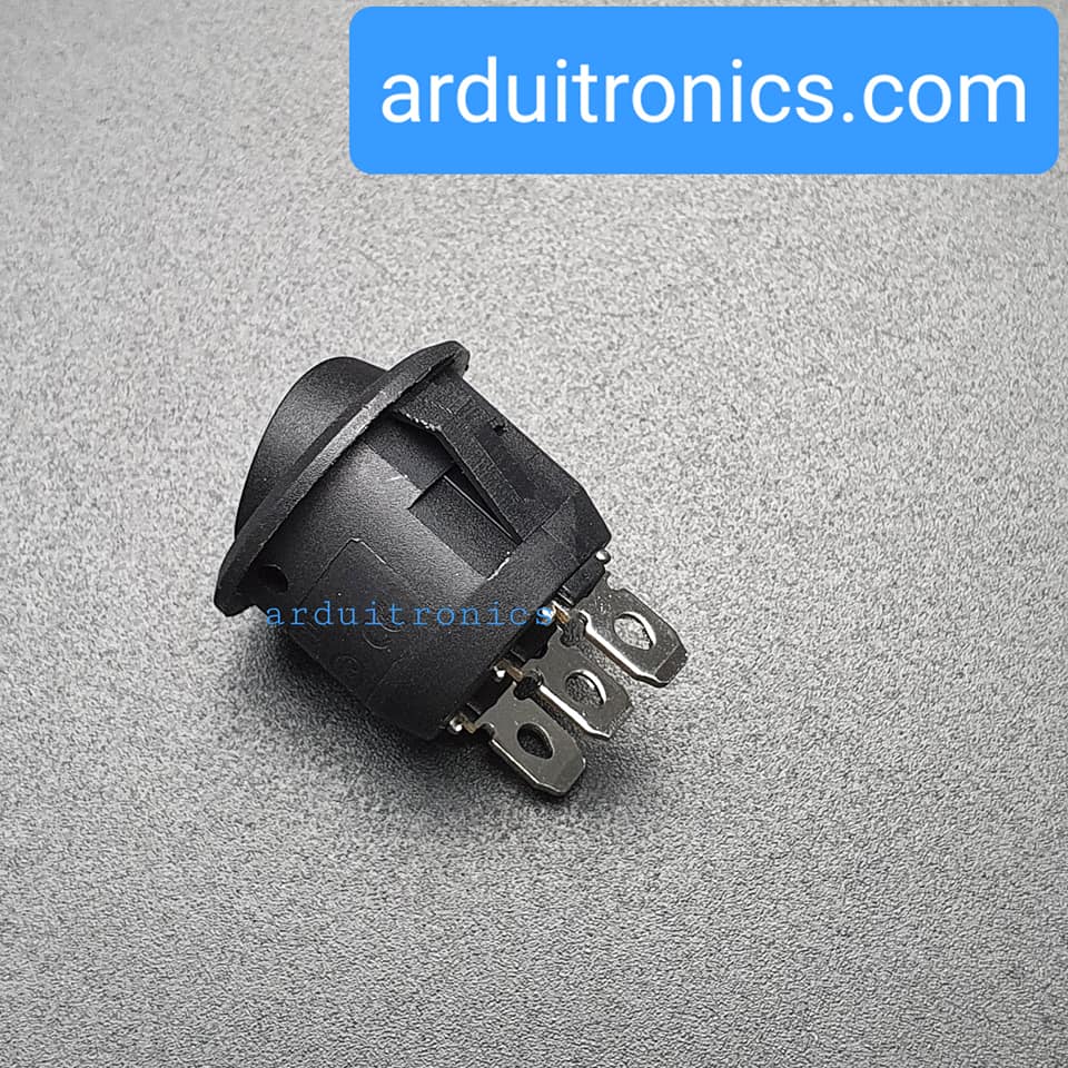 สวิตช์ไฟเปิด/ปิด KCD1 Rocker Switch Round 20mm 6A 250V 3 ขา On1/On2/Off - สีดำ