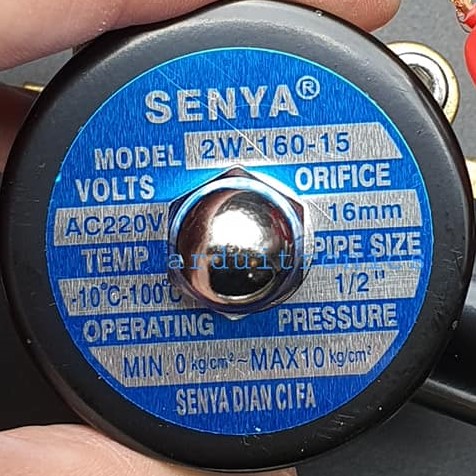 โซลินอยวาล์ว ทองเหลือง (Solenoid Valve Normally Closed) 4 หุน (1/2") 220VAC - ยี่ห้อ Senya 2W-160-15